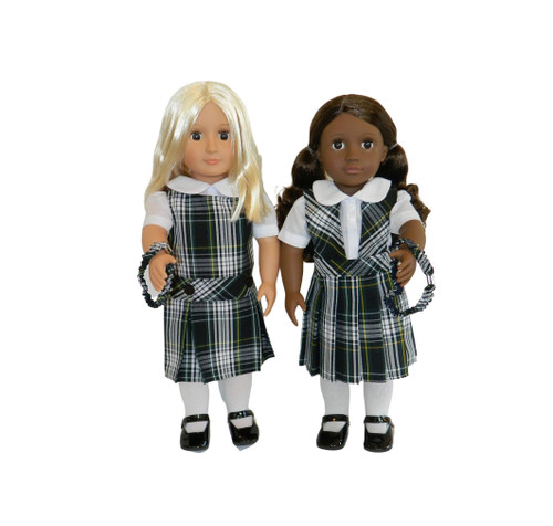 Forest, Navy, White & Yellow Plaid Doll Uniform Set