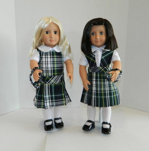 Navy, Forest, White & Yellow Plaid Doll Uniform Set