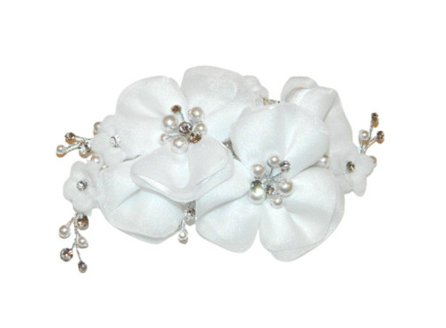 Light Ivory or White Organza & Satin Floral Hair Comb