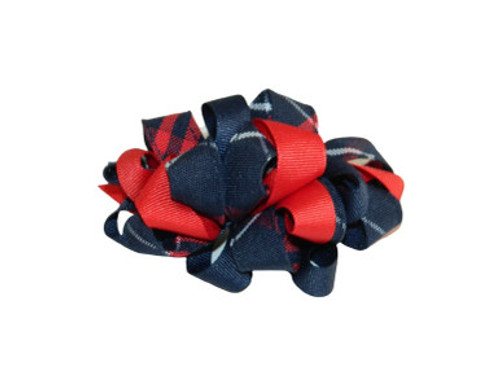 Navy & Red Plaid Loopy Hair Bow