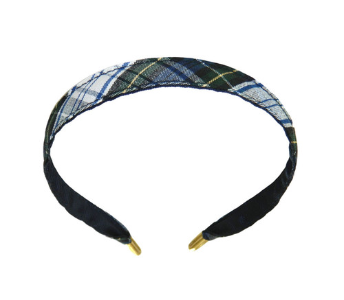 Navy, White & Hunter Green Plaid Thin Headband