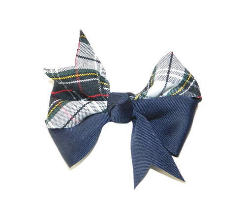 Navy, White & Red Plaid Split Pinwheel Hair Bow