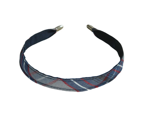 Navy, Gray & Red Plaid Thin Headband