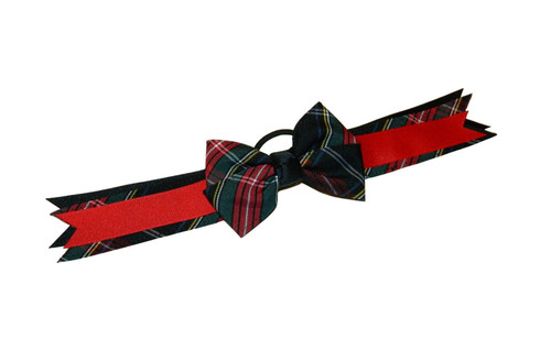 Black, Red & Hunter Green Plaid Bow Ponytail HolderHolder