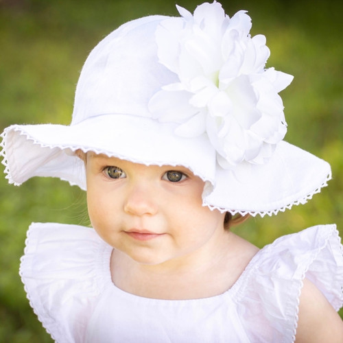 White & Pink Peony Sun Hat