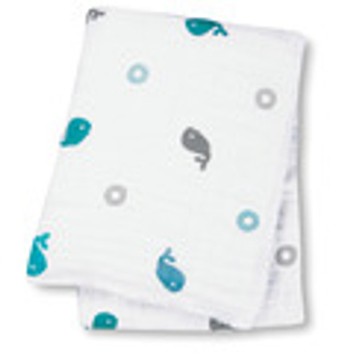 Baby Whale Muslin Cotton Swaddling Blanket