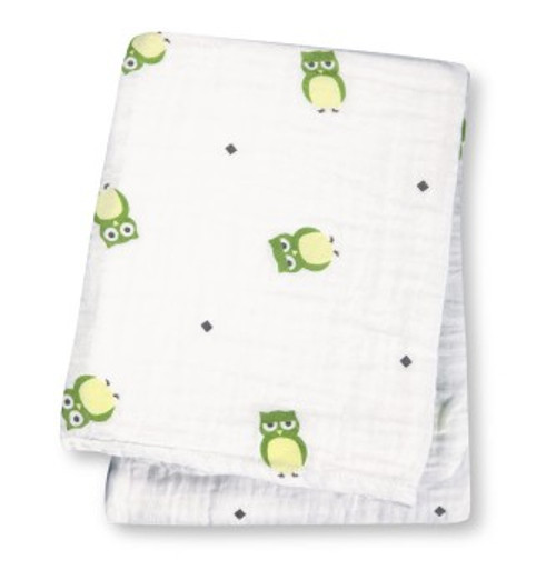 Owl Always Love You Green Muslin Cotton Swaddling Blanket