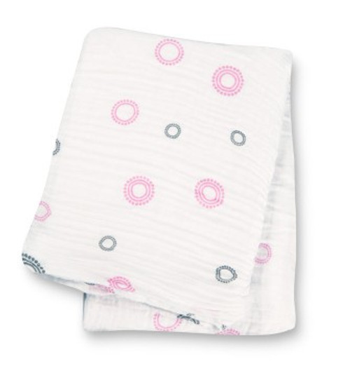 Pink Circles Muslin Cotton Swaddling Blanket