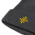 Serbian National (Unity) Cross - Black/Navy/Grey Beanies - Waffle beanie