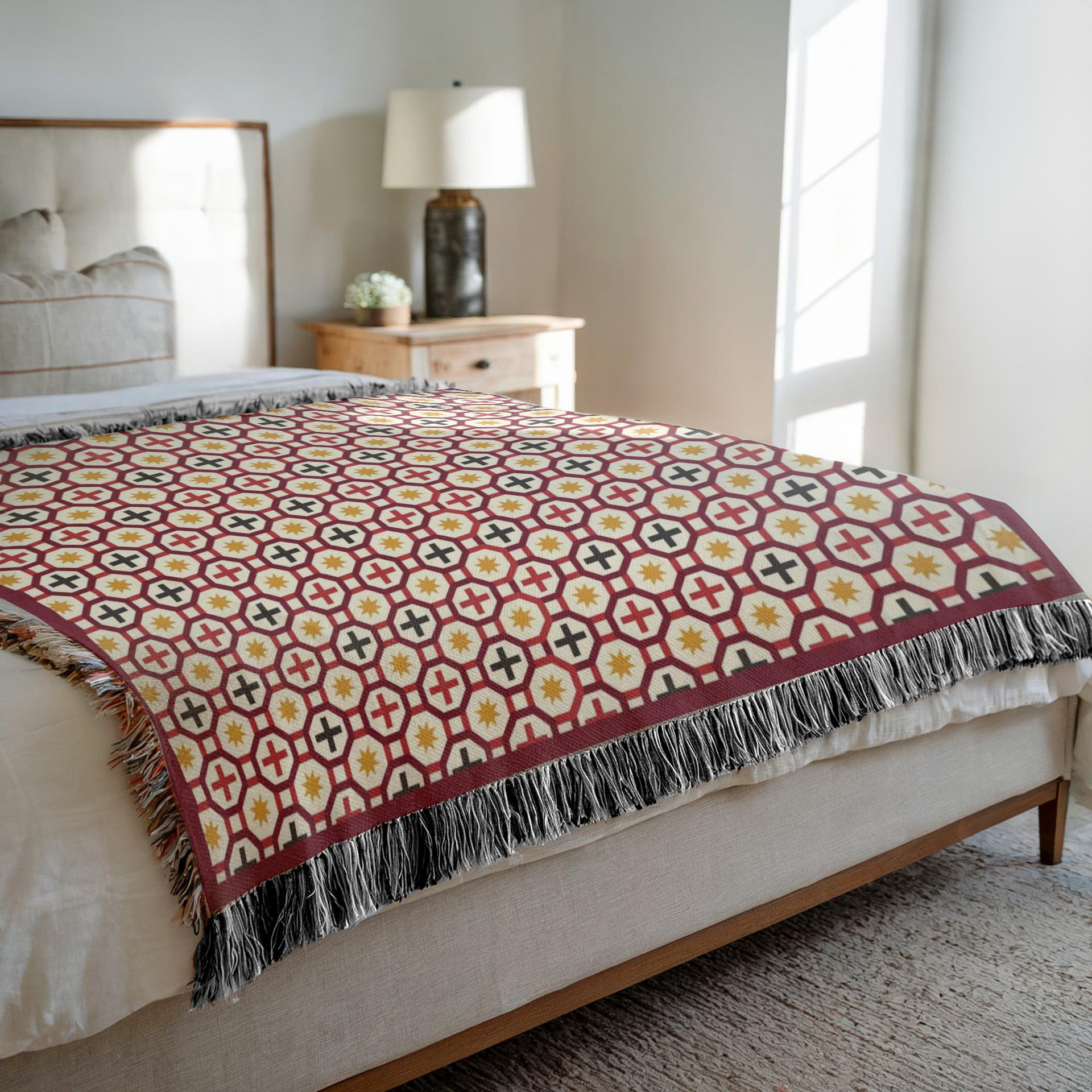 Saint Nektarios - Vestment Pattern Woven Blanket (60x80