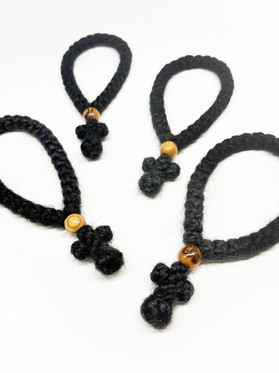 33-knot Greek Wool Prayer Rope - 4 ply with Olive Wood Bead