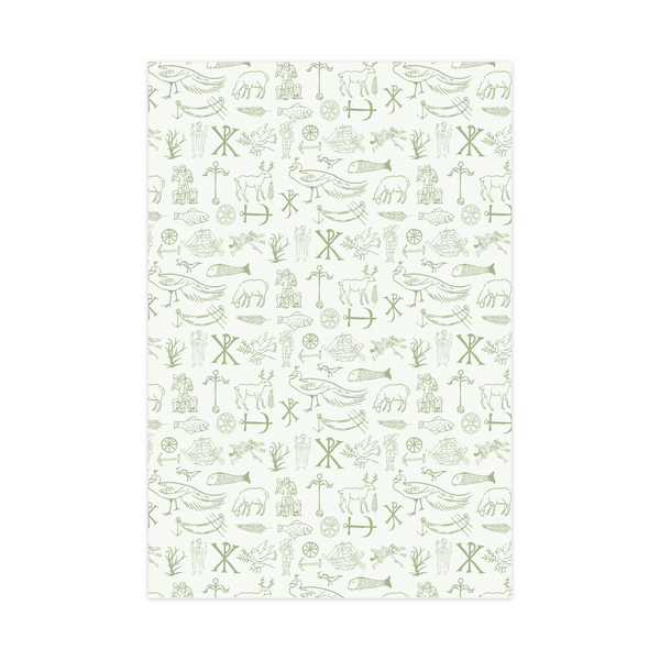 Early Christian Symbols - Wrapping Paper (Soft Green)