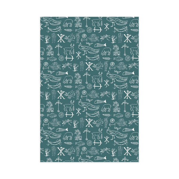 Early Christian Symbols - Wrapping Paper (White Turquoise)
