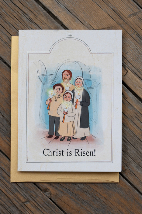 The Little Orthodox Village "Christ is Risen!" Pascha Greeting Card.