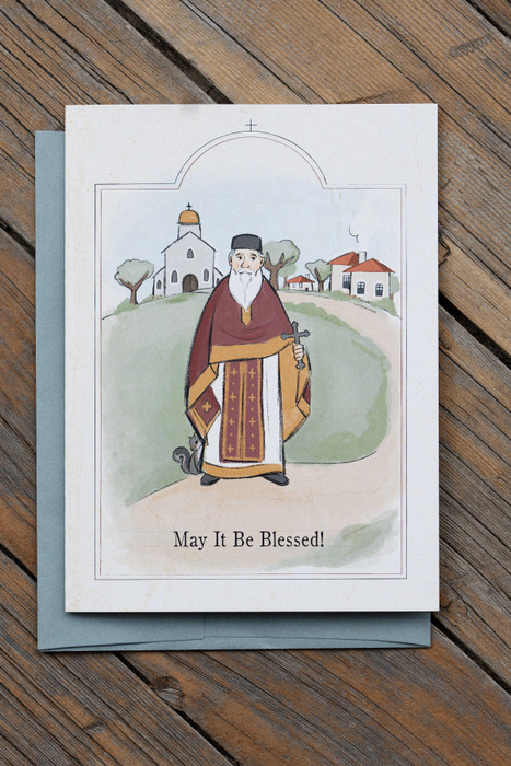 The Little Orthodox Village "May it be blessed!" Greeting Card.