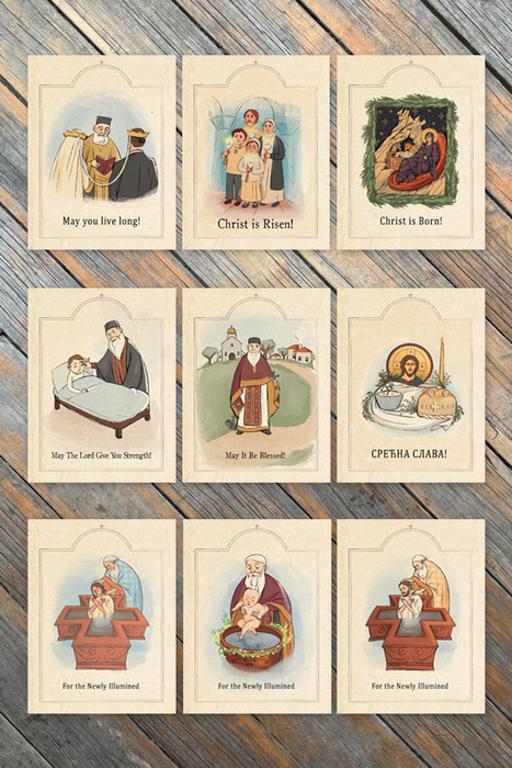 The Little Orthodox Village Set of 9 Greeting Cards