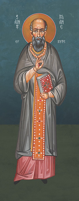 A traditional and beautiful icon of Saint Blane of Bute.