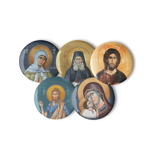 Set of 5 Orthodox Icon Pin Buttons (1) - PINS001
