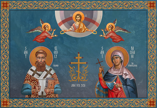 Theophany Works Custom Crowning Marriage Icon (Blue)