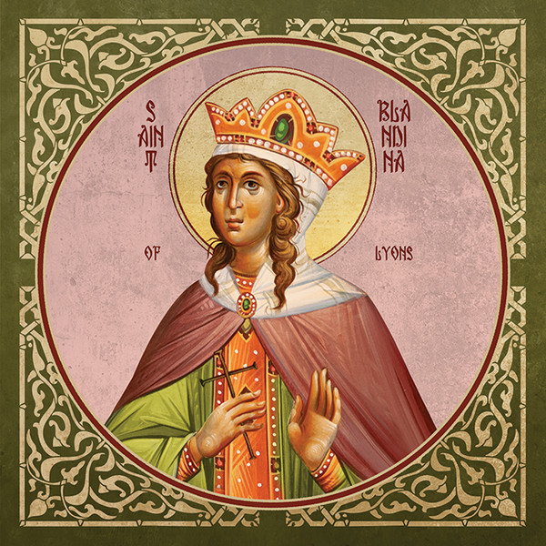 A traditional and beautiful icon of Saint Blandina of Lyons.