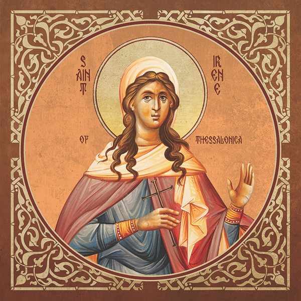 A traditional and beautiful icon of Saint Irene of Thessalonica