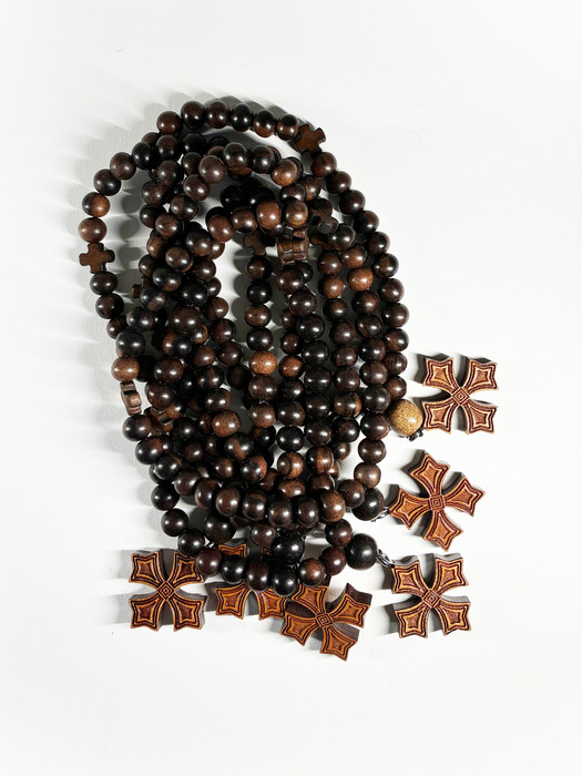33 Bead Tiger Ebony Small Prayer Rope with Byzantine Cross - PRRP003