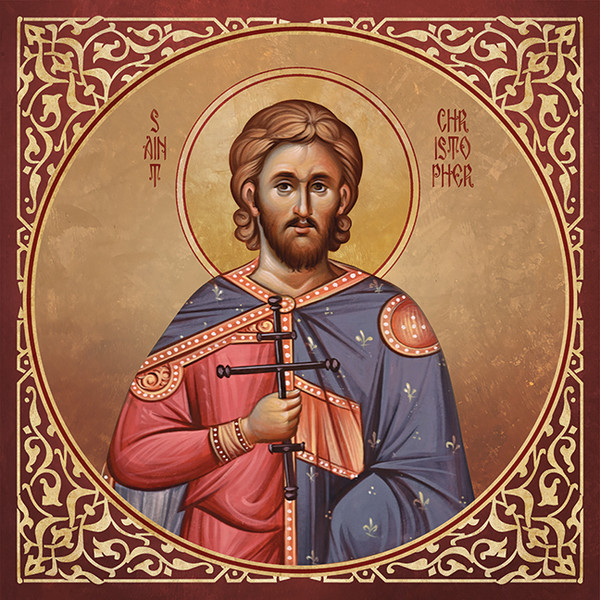A traditional and beautiful icon of Saint Christopher.
