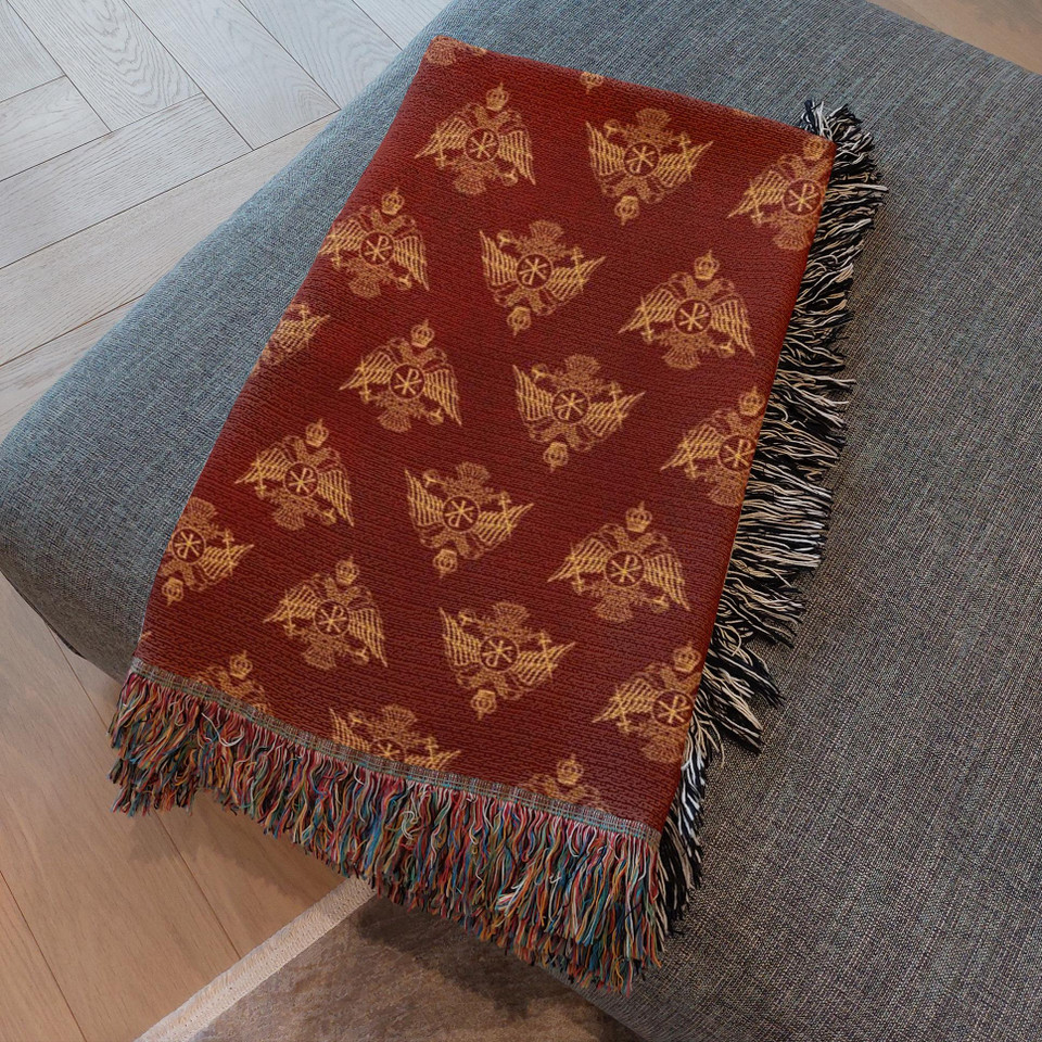 Byzantine Red & Gold Double Headed Byzantine Eagle - Woven Blankets (Copy)