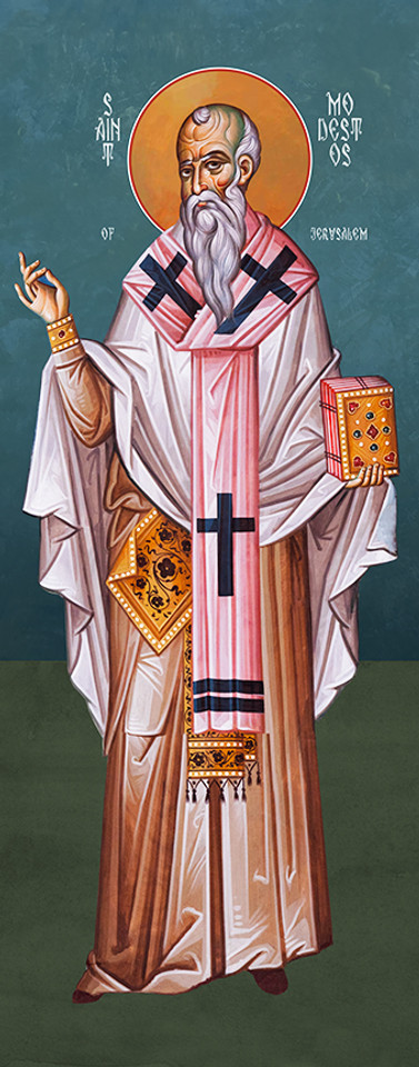 A traditional and beautiful icon of Saint Modestos of Jerusalem.