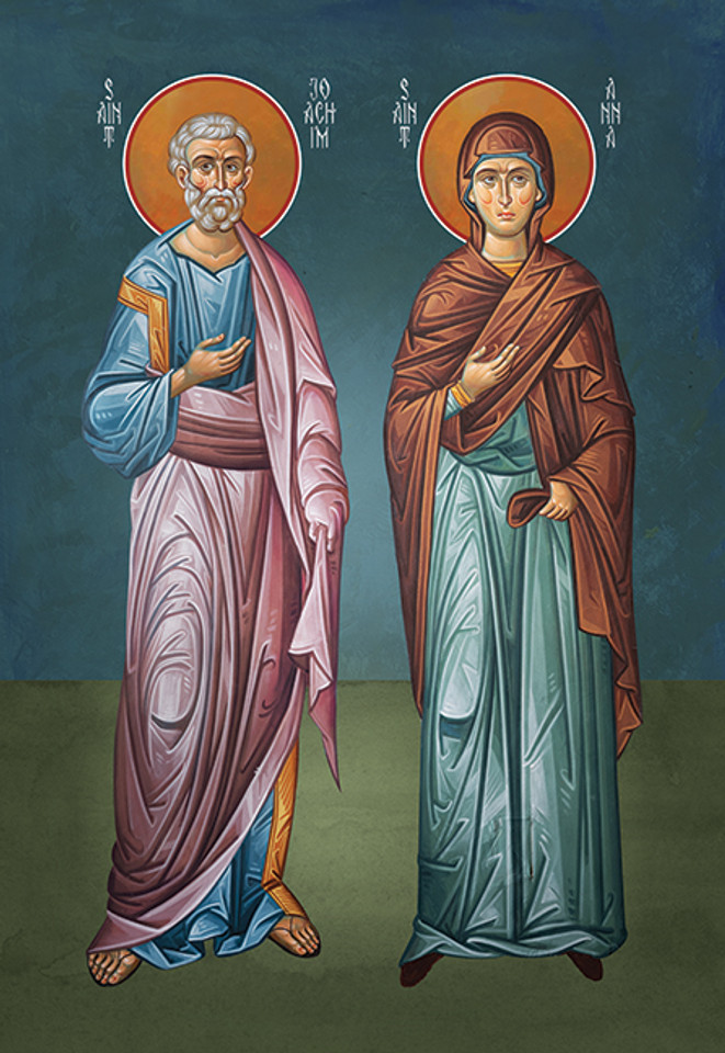 A traditional and beautiful icon of Saints Joachim and Anna