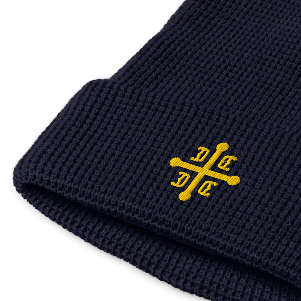 Serbian National (Unity) Cross - Black/Navy/Grey Beanies - Waffle beanie