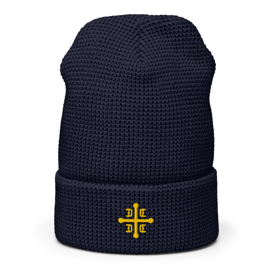 Serbian National (Unity) Cross - Black/Navy/Grey Beanies - Waffle beanie