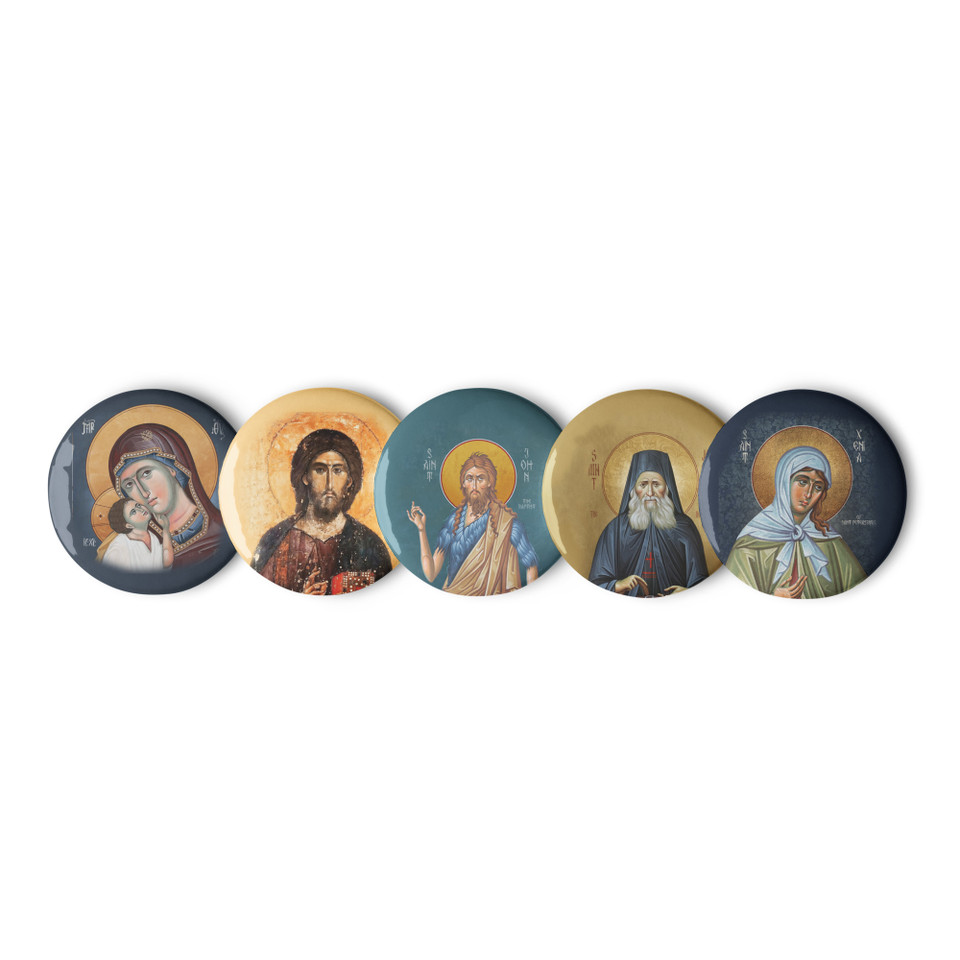 Set of 5 Orthodox Icon Pin Buttons (1) - PINS001