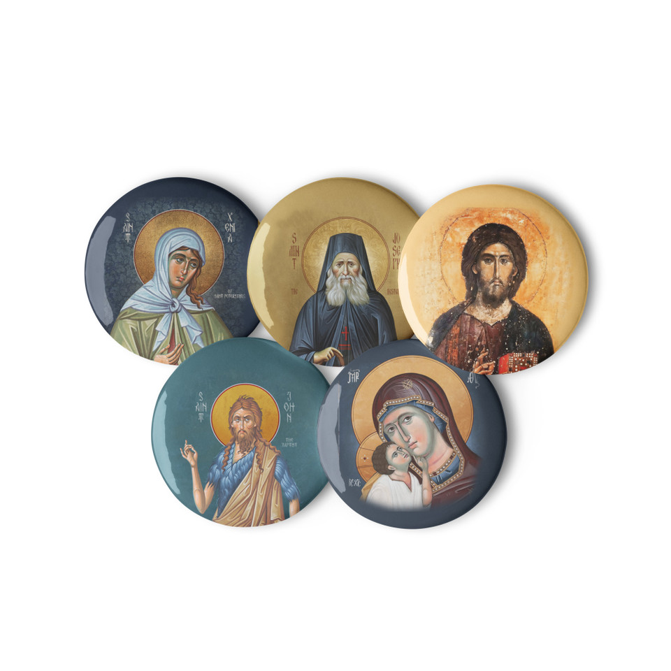 Set of 5 Orthodox Icon Pin Buttons (1) - PINS001