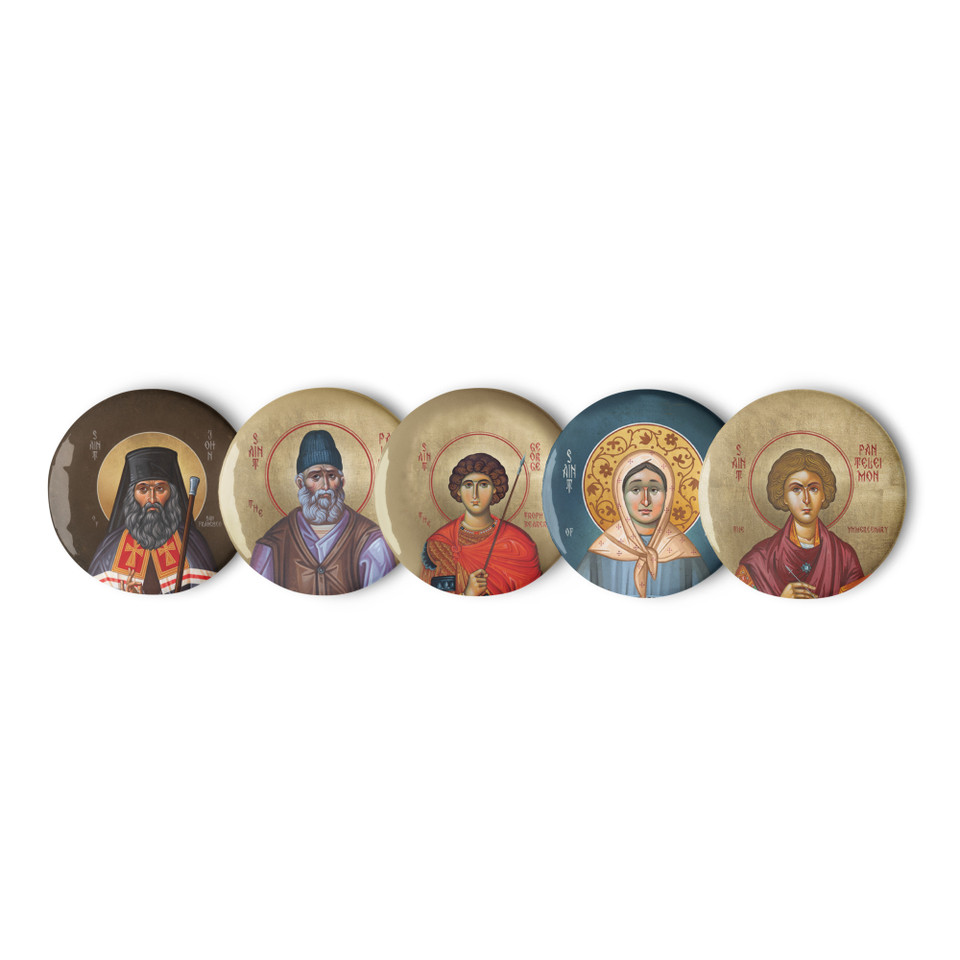 Set of 5 Orthodox Icon Pin Buttons (2) - PINS002