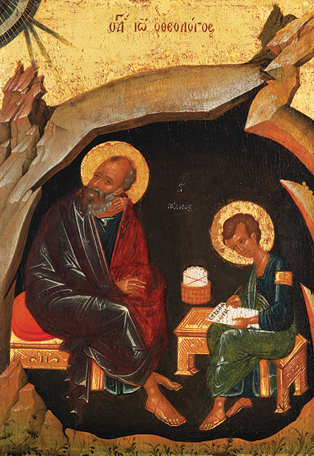 A traditional and beautiful icon of the Saint John the Theologian and Prochorus.