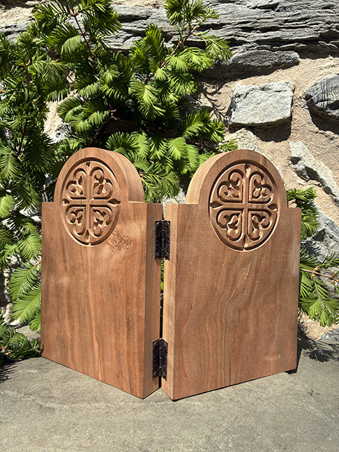 Cherry Wood Diptych - Theotokos and Christ - Directress to the Blessing-Back side