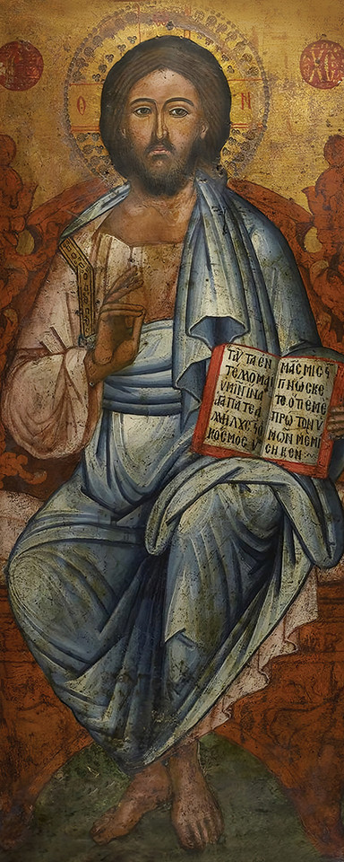A traditional and beautiful icon of the Lord Jesus Christ Enthroned in Glory.