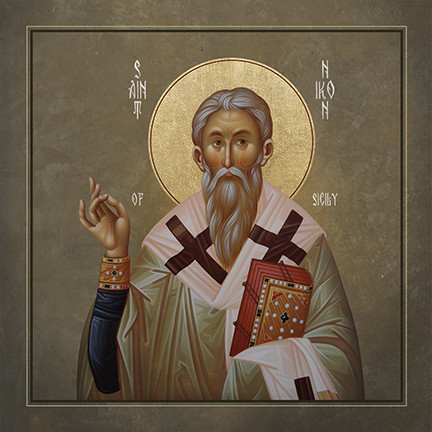 A traditional and beautiful icon of Saint 
Nikon of Sicily.