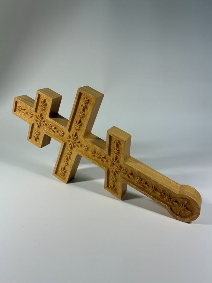 The 3 Bar Russian Meadow- Wood Carved Blessing Cross