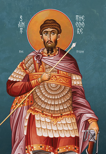 A traditional and beautiful icon of Saint Theodore the Tyron.