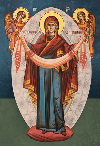 Icon of The Holy Protection of the Mother of God-USA- 21st c. - 00VMT019