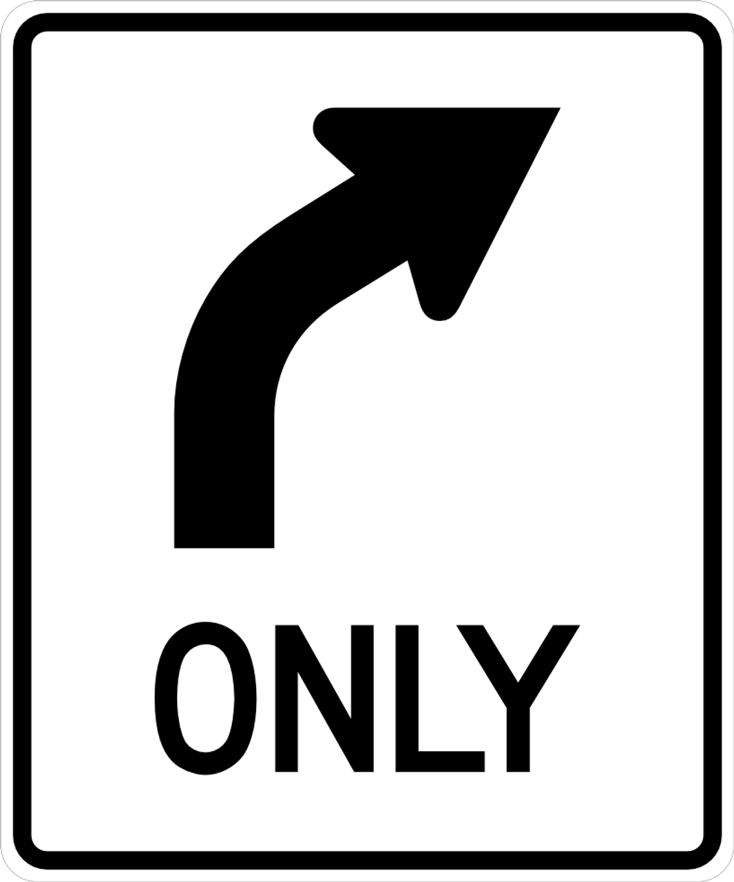 right turn only sign