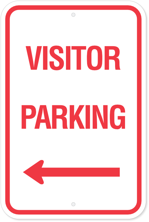 Visitor Parking Sign Left Arrow Red