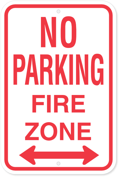 No Parking Fire Zone Double Arrow