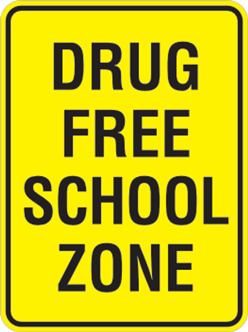 Drug Free School Zone - Yellow