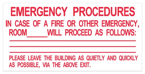 Emergency Procedures Sticker