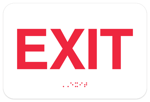 Exit Sign - Braille - Red