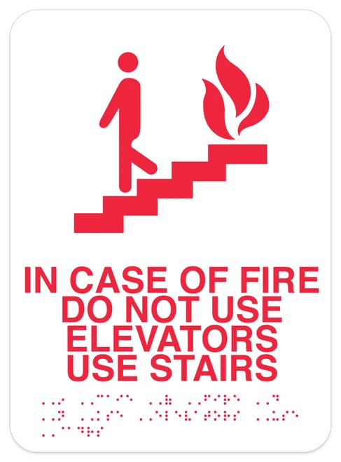 In Case of Fire Sign - Do Not Use Elevators, Use Stairs