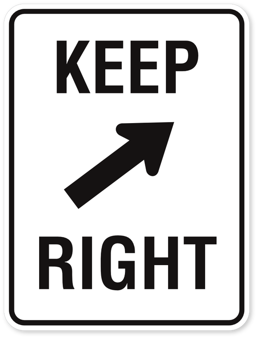 Keep Right Sign - Diagonal Arrow